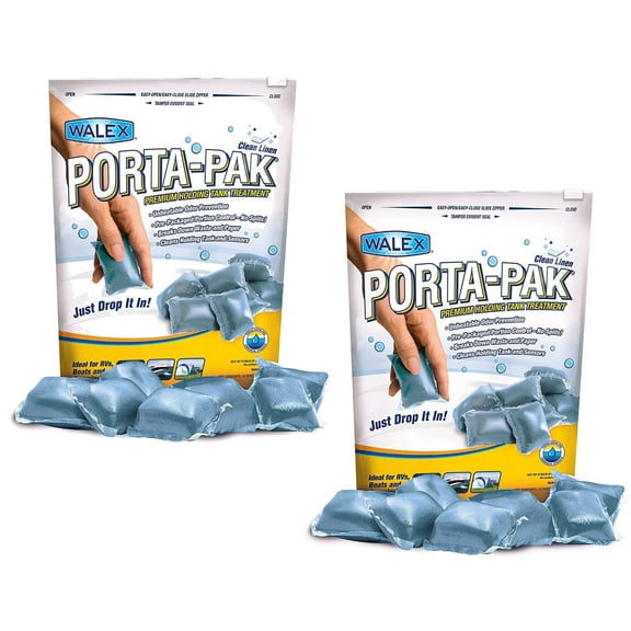 Walex PPRV10CLEAN, Porta-Pak Waste Holding Tank Treatment Clean Linen Scent Bag Of 10 Treatments, Pack Of 2 Bags