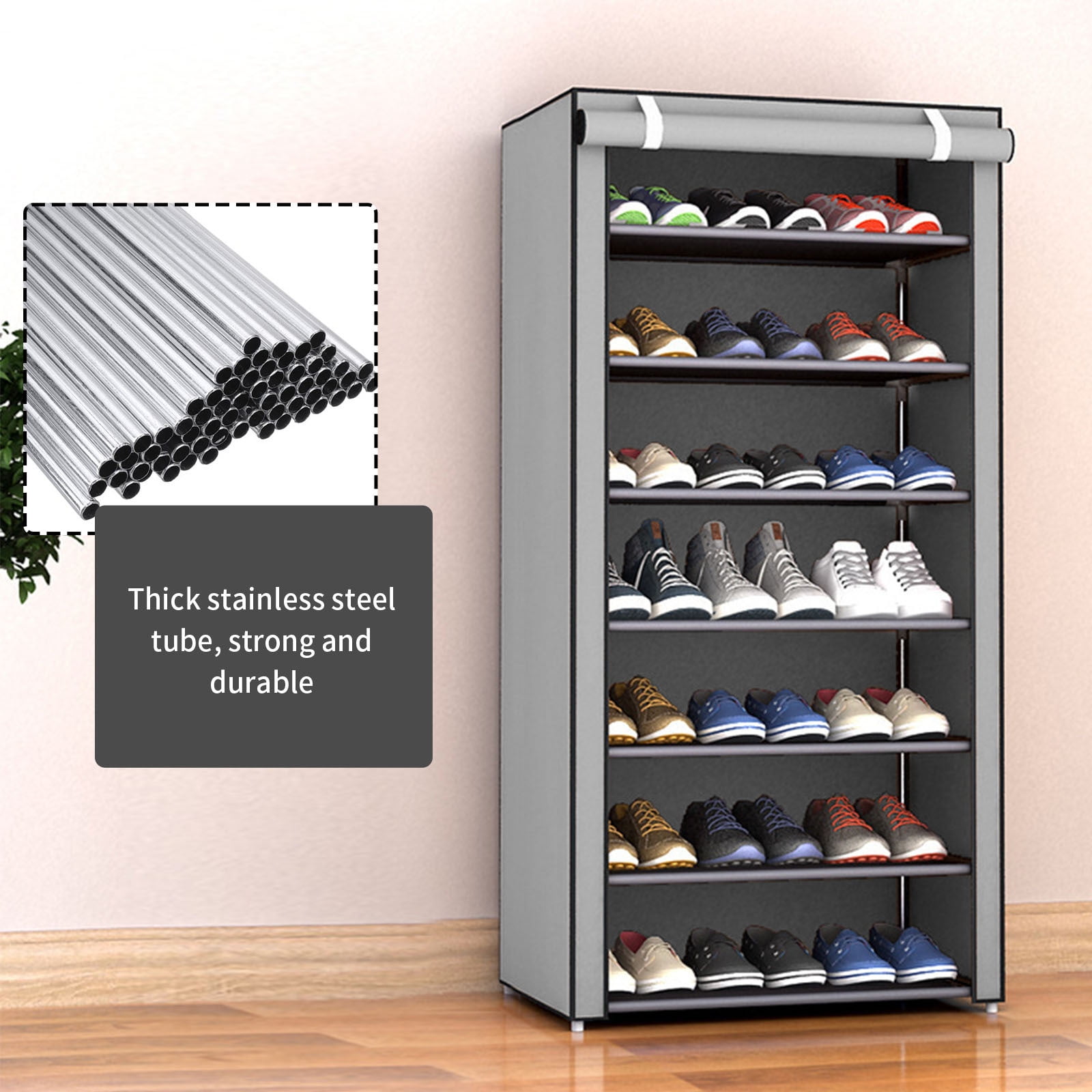 ZUDKSUY Portable Shoe Rack, 10Tier 27 Paris Shoe Storage with