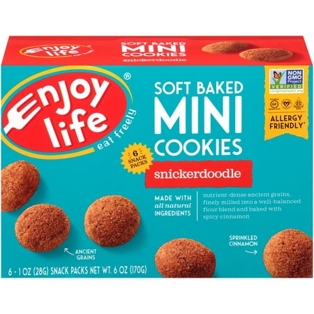 (2 Pack) Enjoy Life Foods Gluten Free, Allergy Friendly Soft Baked Snickerdoodle Mini Cookies, 1 oz, 6