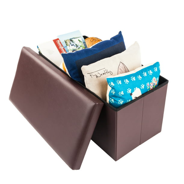 Ktaxon Folding Storage Ottoman Bench With Flipping Lid Storage Chest Footstool Coffee Table Walmart Com Walmart Com
