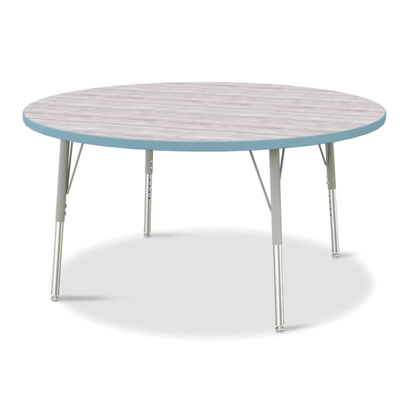 Round Activity Table - 48" Diameter, E-height - Driftwood Gray/Coastal Blue/Gray