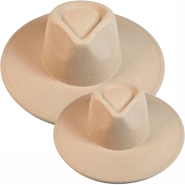 VERVE 8 Wide Brim Vegan Felt Rancher Hat - Women, Men, and Kids Fedora Style with Adjustable Inner Drawstring