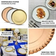 thumbnail image 3 of HLONK 10 Pack - 13” Blush/Rose Gold Cardboard Charger Plates  Disposable Round Serving Tray with Scalloped Rims - 1100 GSM for Wedding Receptions  Banquets  Catered Events, 3 of 11