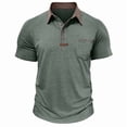 thumbnail image 4 of Yifymode Men's Classic Fit Short Sleeve Polo Shirt, Button-Down Collar Soft Fabric with Chest Pocket Casual Style Green L, 4 of 5