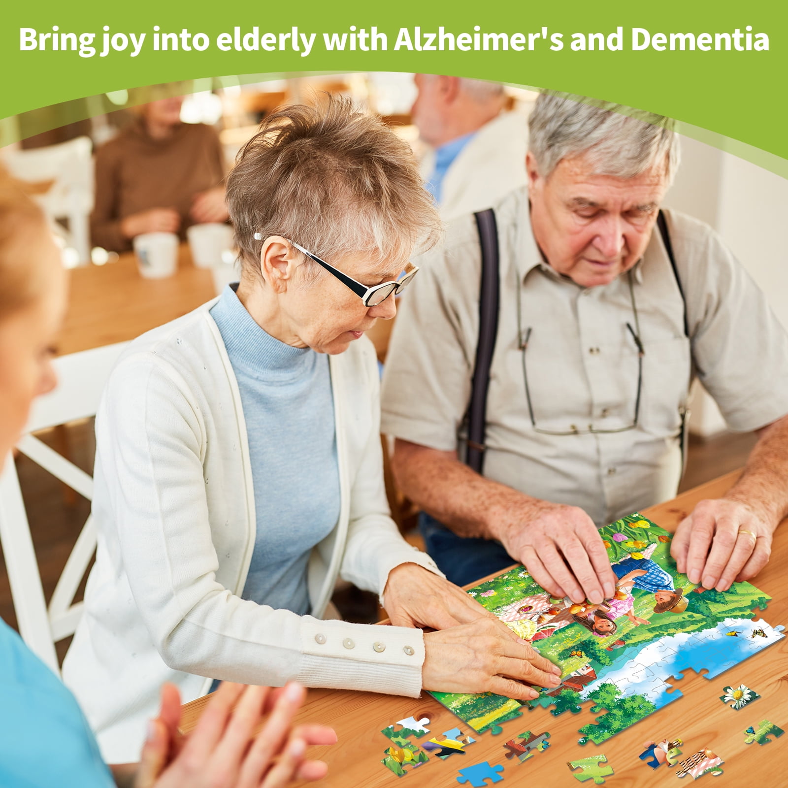 Sunhigh Dementia Puzzles for Elderly, Set of 2-100 Piece Jigsaw Puzzle, Alzheimer’s Products and Activities for Seniors Childhood Adventure Days