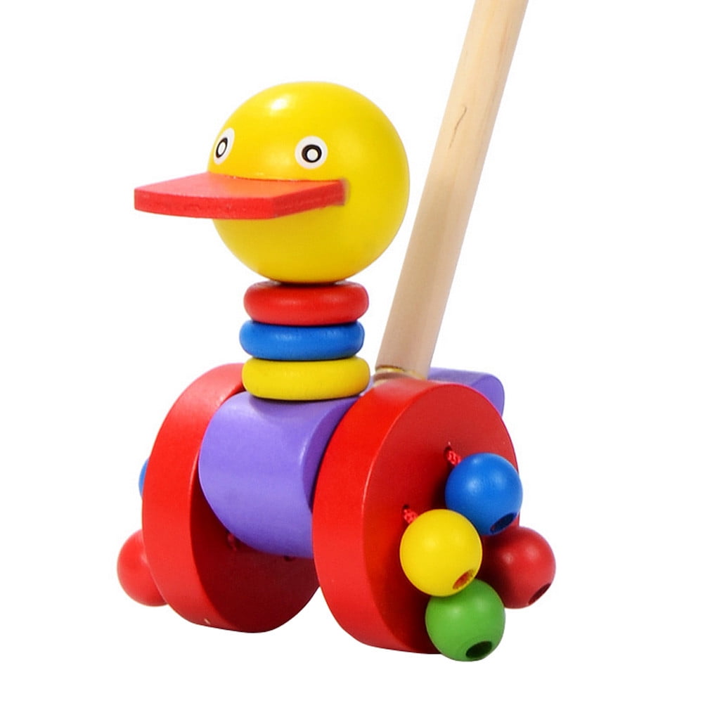 Wooden Push Along Duck Tooky Toddler Baby Animal a long Educational