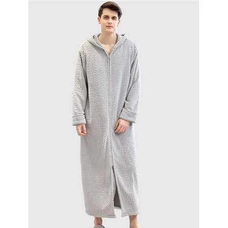 

Men‘s Warm Zip Front Long Robe Pajamas