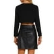 thumbnail image 3 of BLAZER CORTO SIN CUELLO DE MANGA LARGA CON BORLAS PARA MUJERES INSPIRADO EN CHIC XL NEGRO, 3 of 5