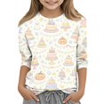 thumbnail image 4 of Retro Halloween Shirts for Toddler Girls Boys Ghost Pumpkin Graphic Shirts Crewneck 3/4 Sleeve Halloween Tees 2-13 Years, 4 of 5