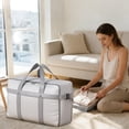 thumbnail image 1 of Bolsa para guardar colchas | Caja organizadora de gran capacidad | Tela Oxford plegable, asas resistentes, apilables, ahorro de espacio para ropa y mudanzas | Gray, 1 of 6