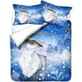 thumbnail image 6 of ZHH Blue Breathable Soft Christmas Bedding Set Winter Deer Forest Butterfly Snowing 3-Piece Duvet Set Full Size, 6 of 6