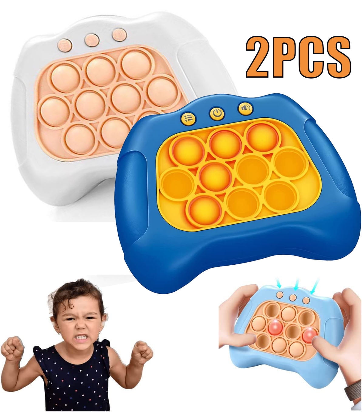 1PCS Quick Push Pop Bubble Sensory Fidget Toy,Jouets Anti Stress Console de  Jeu Puzzle Silicone Light Bouton pour Jouets de