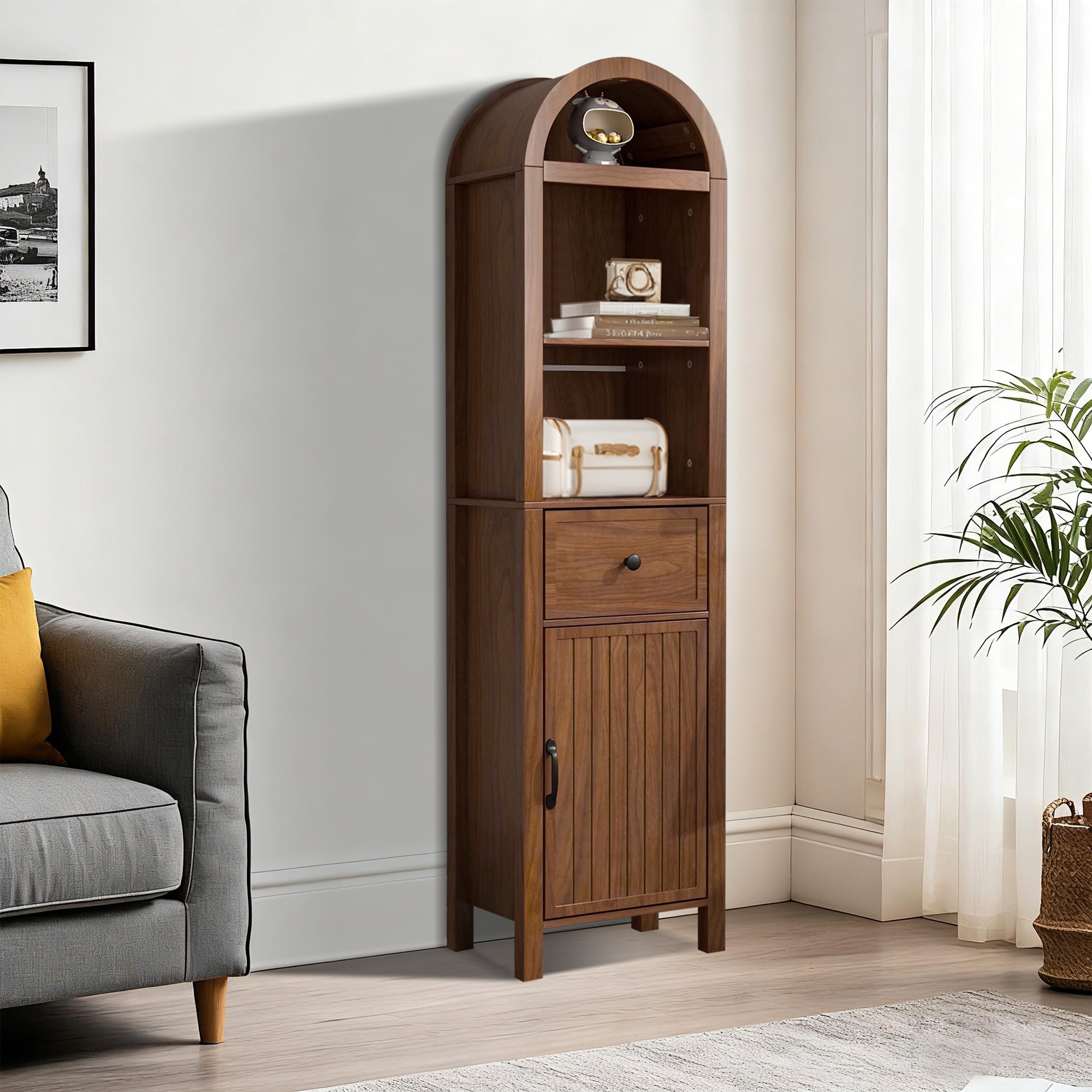 Fiogmub Tall Storage Cabinets with Doors and Shelves, Narrow Tall Linen Cabinet with Drawer