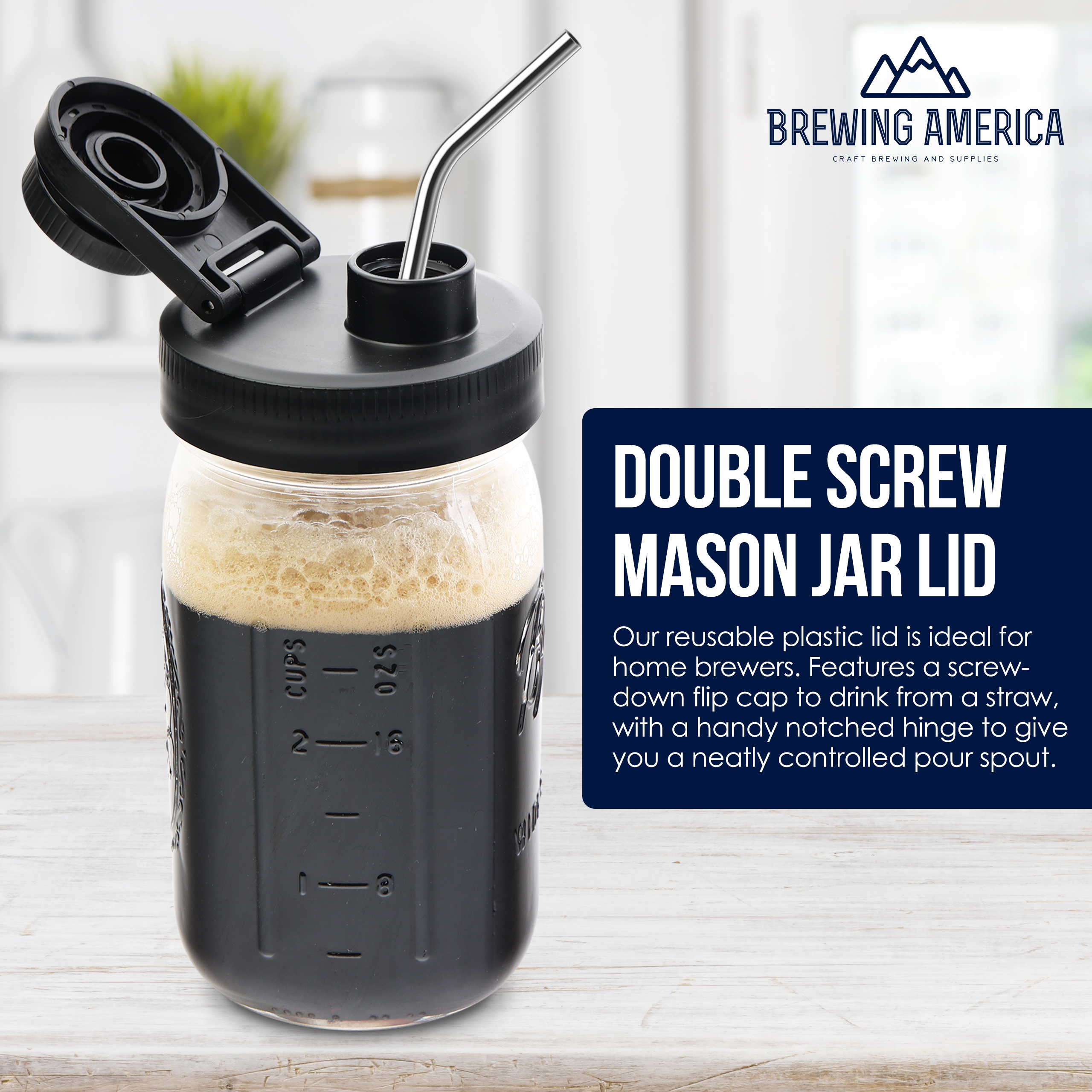 Leakproof Wide Mouth Mason Jar Lid Jar Cap Mason Jar Lids W// Pour Spout Flip Cap