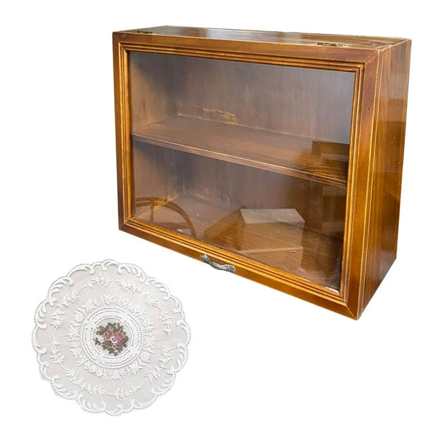 Gabinete de madera, organizador de muñecas de juguete, caja de exhibición de escritorio, contenedores de caja de té para despensa, tazas, edulcorantes estilo B