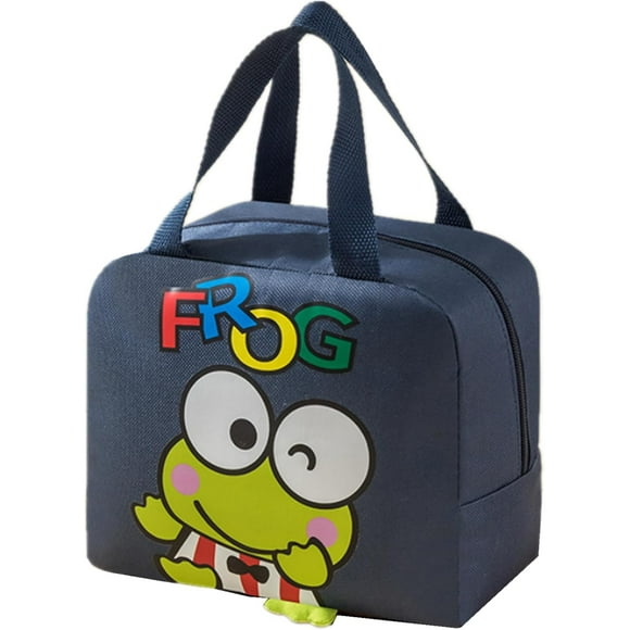 Insulated lunch bag for women, cardboard insulated lunch box, cooler bag, water resistant lunch organizer for kids and students, travel, picnic, school (frog blue)