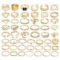 thumbnail image 1 of Set de anillos para nudillos IFKM Gold Vintage apilables para mujer, 1 of 8