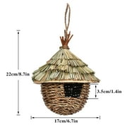 PureCasa Hand-Woven Hummingbird House Nest for Outdoor, Creative Wooden Bird Nests Hibiscuser Grass Woven Birdhouse for Small Birds, Home & Garden Decoration Farmhouse Style, 1 Pack, Multicolor