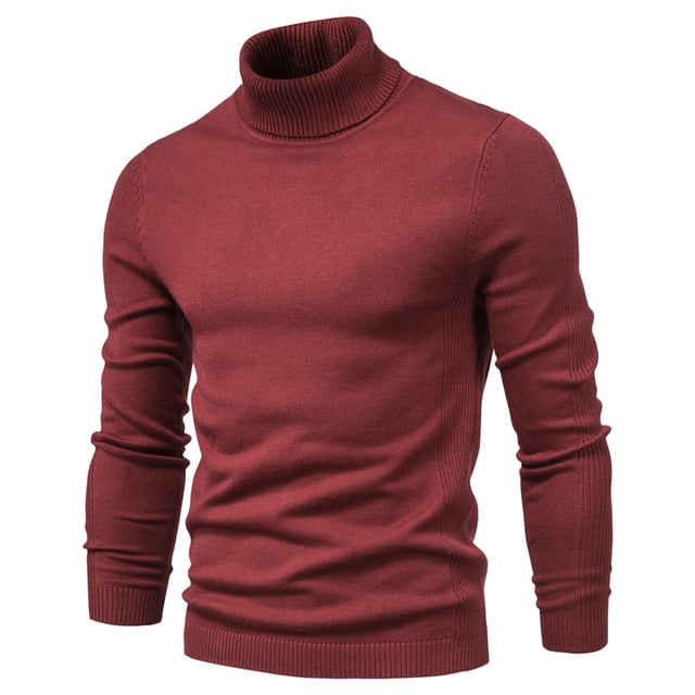 2021 nuevo suéter de cuello alto de invierno para hombres, suéter cálido informal de Color sólido, suéter de manga larga de cuello alto ajustado de alta calidad para hombres AIOPESON Jersey cuello alto acrílico