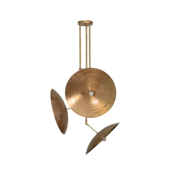 3 Light Domed Pendant Mid Century Modern Raw Brass Sputnik chandelier light Fixture