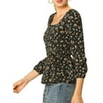 thumbnail image 4 of INSPIRE CHIC Blouse à Manches Longues à Encolure Carrée Florale pour Femmes avec Ceinture, 4 of 7