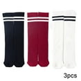 thumbnail image 3 of Godderr Kids Girls 3 Pairs Student Vertical Two Bar Socks,Knee Socks Sports Socks,Toddler Girls Cotton Mid-Calf Socks for 3-12 Years Old, 3 of 6