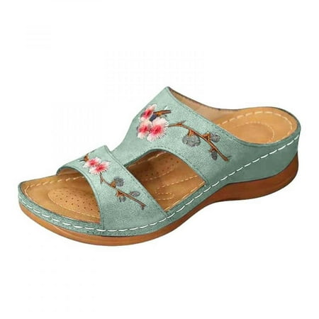 

Homedles Sandals Women- Wedge Gift for women Comfortable Open Toe Summer Casual Sandals for Women Green
