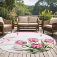 thumbnail image 4 of Round Area Rug 5 Ft, Pink Tulip Washable Non-Slip Circle Carpet for Living Room/Bedroom, Spring Floral Romantic Flowers Modern Art Wooden Low-Profile Runner Mats Collection Rugs for Indoor, 4 of 8
