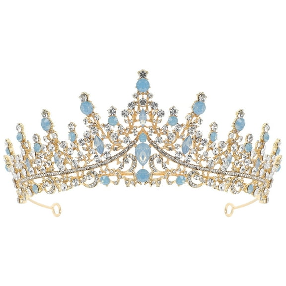 LULULION Baroque Style Rhinestone Crown Headpiece Bridal Crown Headband Golden Wedding Hair Accessory