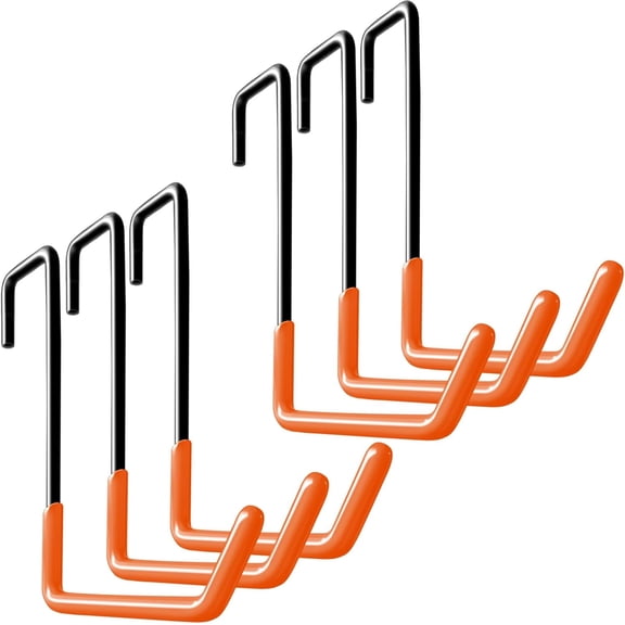 Rafter Hanger Large S Garage Hooks Bike Storage System Holder Organizer, with Non Slip Coating, for Organizing Hanging Basket, Ladders,Bicycle Wheel,Ropes and Bulk Items (6Pack, Orange)