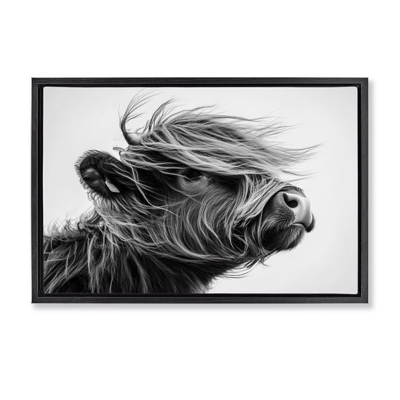 Stupell Industries Handsome Highland Portrait Black Framed Floater Canvas Wall Art, design by Tina LeCour