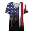 thumbnail image 5 of Xihbxyly Womens Plus Size Tops Summer Short Sleeve T-Shirt Casual Loose V Neck Tee Shirts July 4 Shirts for Women Independence Day Tops # Clearance Dresses For Women #4, 5 of 5