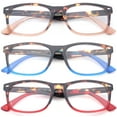 thumbnail image 2 of 3 Packs Fashion Rectangular Vintage Multi Colors Reading glasses for Women, Reading Glasses + 1.75, 2 of 3