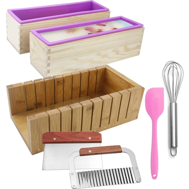 Juego de herramientas para cortar jabón MDPQT de silicona y bambú de madera