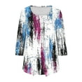 thumbnail image 7 of JTZGDY Flowy Tunic Shirts for Women Dressy Casual Floral/Tie Dye Gradient/Color Block Print Ruched Pleated 3/4 Sleeve Crew Neck Pullover Tops Trendy Cozy Blouses Purple#02 XXL, 7 of 7