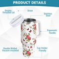 thumbnail image 4 of 40 oz Tumbler With Handle Stainless Steel Insulated Tumbler With Lid for Car Cup Holder Small Butterfly and Rose Pattern, 4 of 9