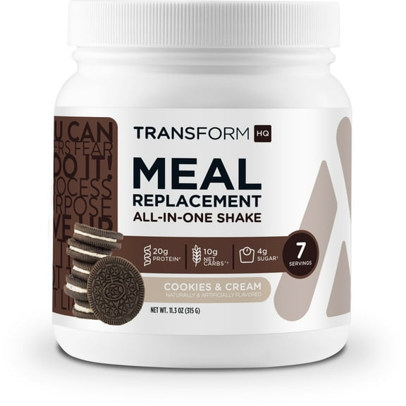 TransformHQ Meal Replacement Shake Powder (Cookies & Cream) - 7 Servings - Gluten Free, Non-GMO