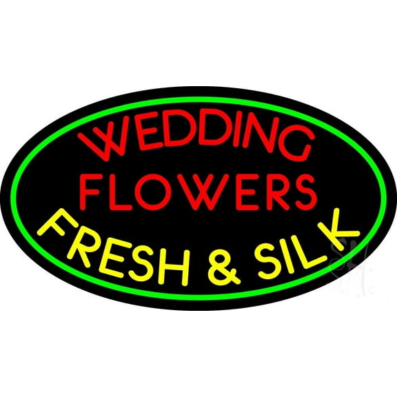 Oval Wedding Flowers LED Neon Sign 20" Tall x 37" Wide - inches, Black Square Cut Acrylic Backing, with Dimmer - Premium built indoor Sign for Storefront, Store interior.