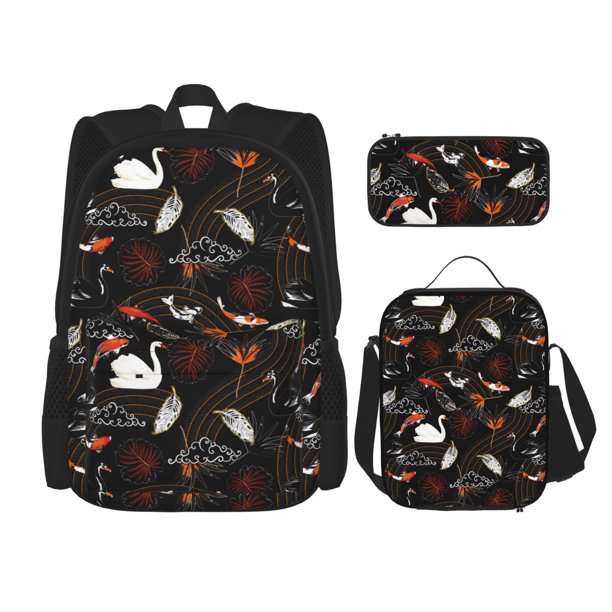 Fotbe Animal Koi Fish Set Escolar 3 en 1 para Niños - Mochila Duradera con Lonchera Aislante y Estuche para Lápices - Mochila Escolar para Niños y Niñas