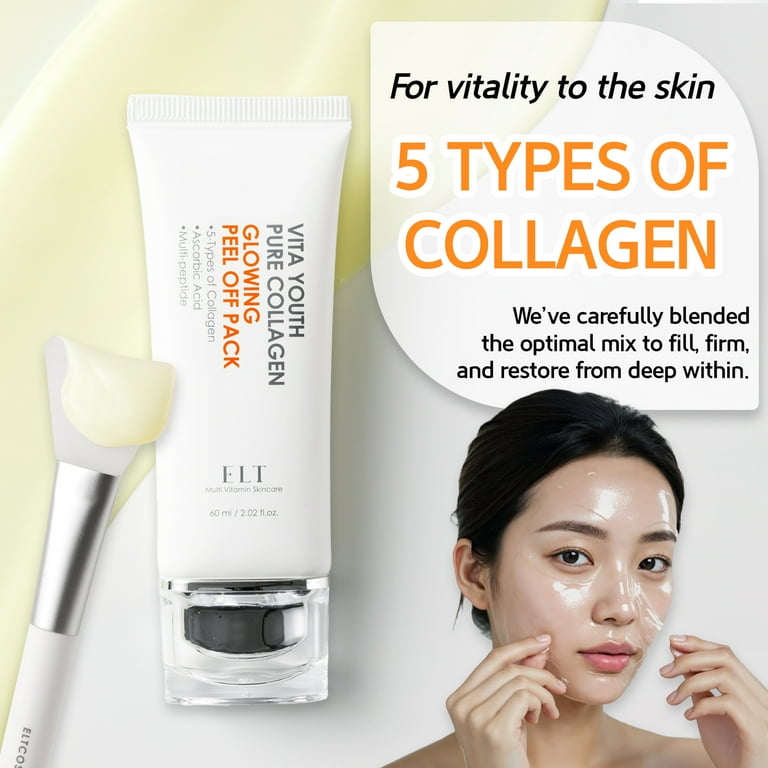 ELT Vita Youth Collagen Glow Peel-Off Pack  Includes Silicone Face Brush,  100ml - Walmart.com