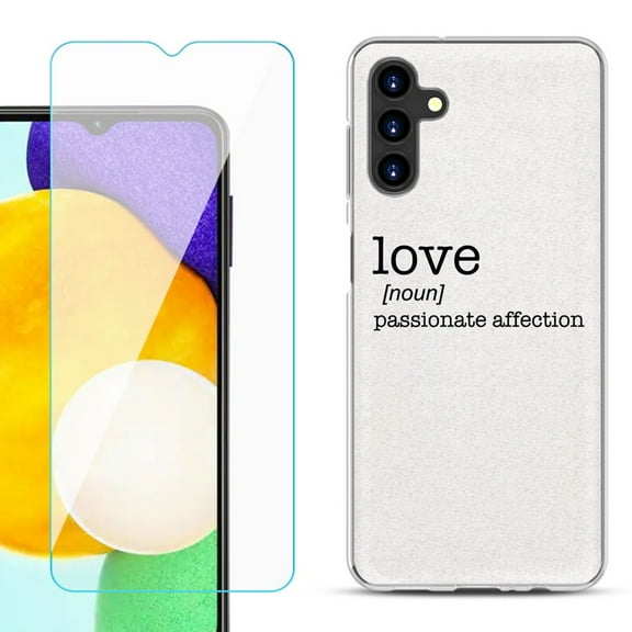 Slim-Fit TPU Fashion Phone Case for Samsung Galaxy A13 5G, with Tempered Glass Screen Protector, by OneToughShield ® - Dictionary/Love
