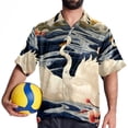 thumbnail image 4 of Swan Men's Short Sleeve Poplin Shirt, Casual Printed Button Down, Summer Beach Hawaiian Shirts, Unisex, 4 of 6