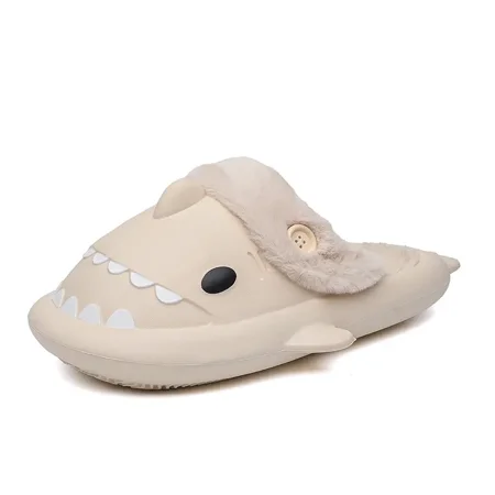 

Cartoon Shark Soft Plush Furry Cozy Slippers Indoor