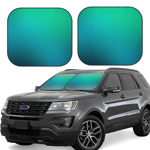 Hirioo Green Turquoise Teal for 2PCS Windshield Sun Shade Foldable | Front Windshield Shade for Sun, Heat and UV Rays-Small