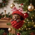 thumbnail image 5 of IPEWLEX Bear in Pinecone Christmas Ornament – Cute Animal Design with Red & White Ribbon Hanging Loop, 5 of 7