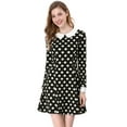 thumbnail image 2 of INSPIRE CHIC Women's Polka Dots Contrast Collar Above Knee A Line Dress, 2 of 7