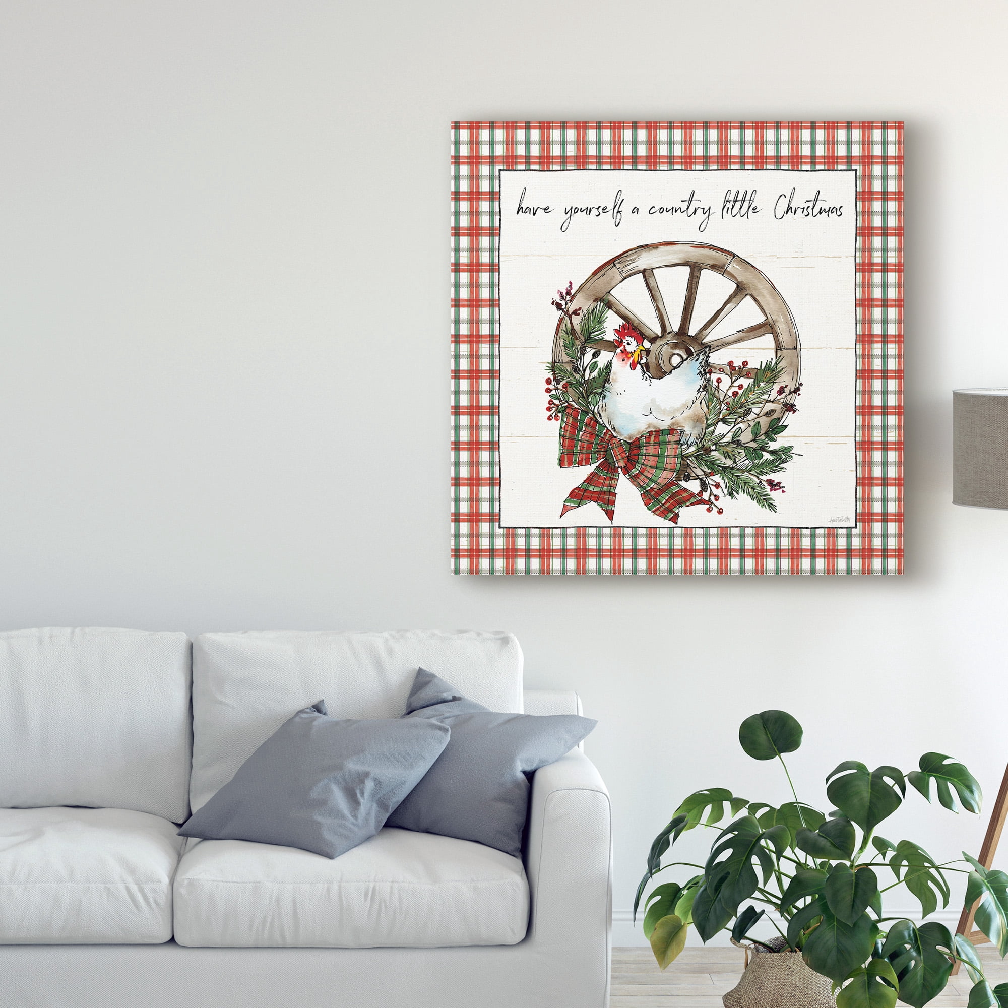 Trademark Fine Art 'Holiday on the Farm V Plaid' Canvas Art by Anne Tavoletti