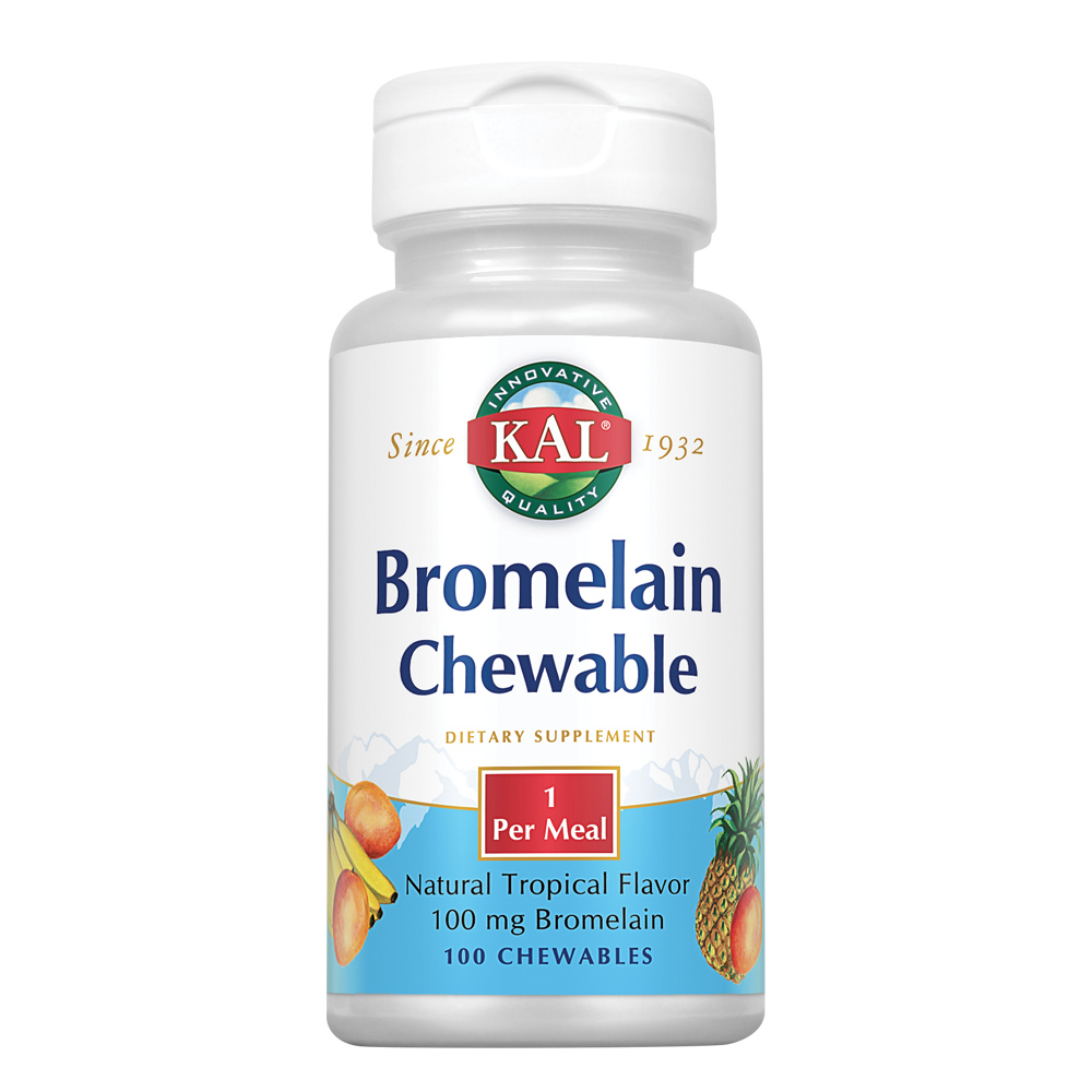 KAL Bromelain 100mg Chewable Natural Tropical Flavor Healthy Digestion & Joint Support