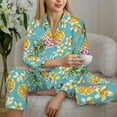 thumbnail image 6 of Honeii Cute Pineapples print Women's Pajama Sets Long Sleeve Button Down Sleepwear Nightwear Soft Pjs Lounge Sets-Small, 6 of 7