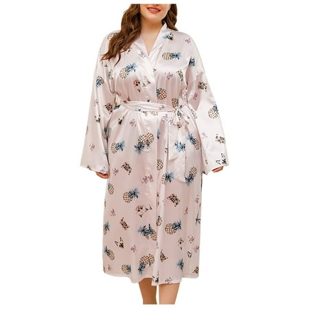 

YUNAFFT Clearance Pajamas For Women Plus Size Fire Sale Woman Fashion Printed Long Sleeves Plus Size Nightgown Loose Tops Blouse Home Wear